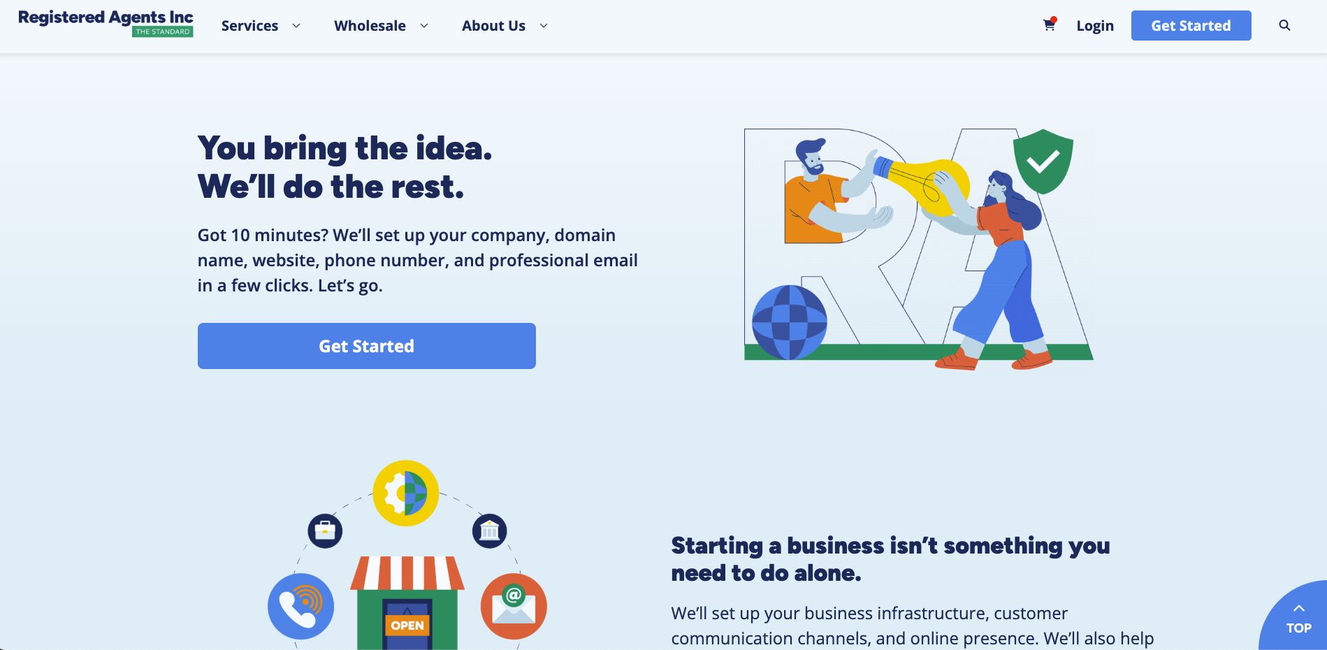 Registered Agents Inc. Homepage.